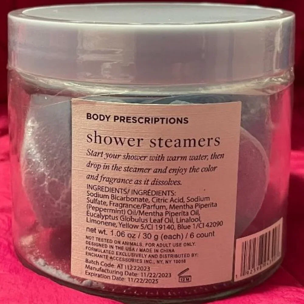 BRAND NEW ~ BODY PRESCRIPTIONS ~ CHILL SHOWER STEAMERS  EUCALYPTUS & MINT 6 PACK